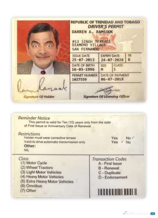 download Trinidad and Tobago driving license 2018 present